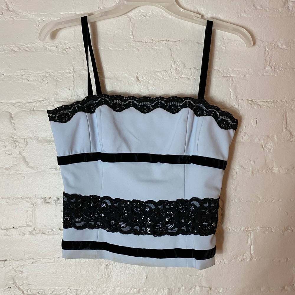 Etcetera Baby Blue Black Lace Skirt Set